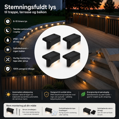GlowStep™ – Automatisk Belysning til Trappe & Terrasse - 4-pak