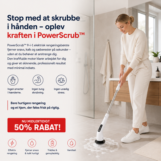 PowerScrub™ Elektrisk Rengøringsbørste – Rengør Hurtigere & Nemmere